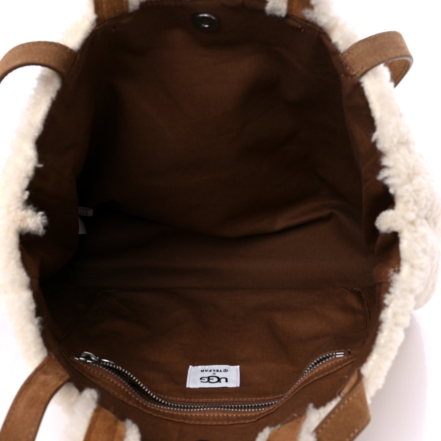 Telfar X UGG Suede Shearling Medium Shopping Bag Natural 4 of 9
