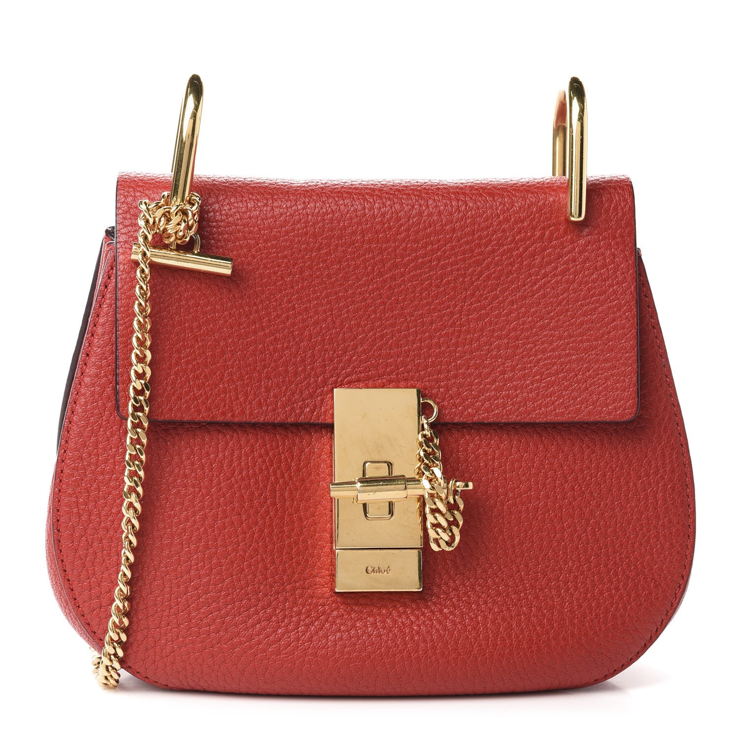 Chloe Grained Lambskin Mini Drew Shoulder Bag Plaid Red 1 of 9