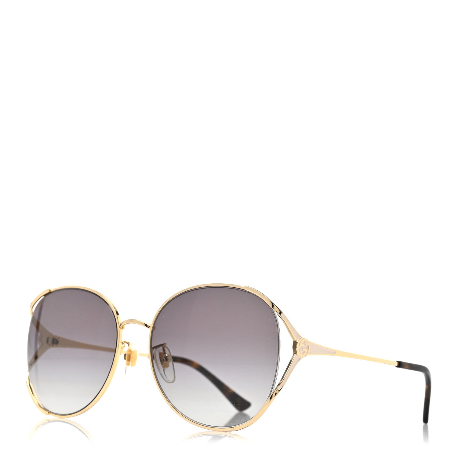 Gucci Oversized Round Frame GG0650S Sunglasses Gold 1 of 6