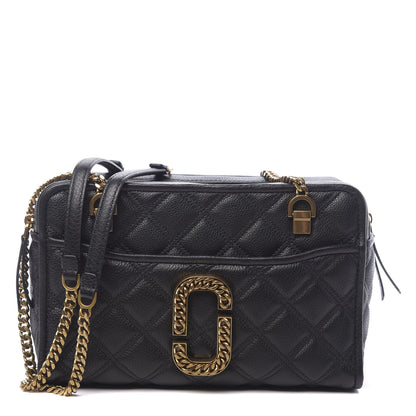 Marc Jacobs Grained Calfskin Quilted Double Stitched The Status Shoulder Bag Black 1 of 11