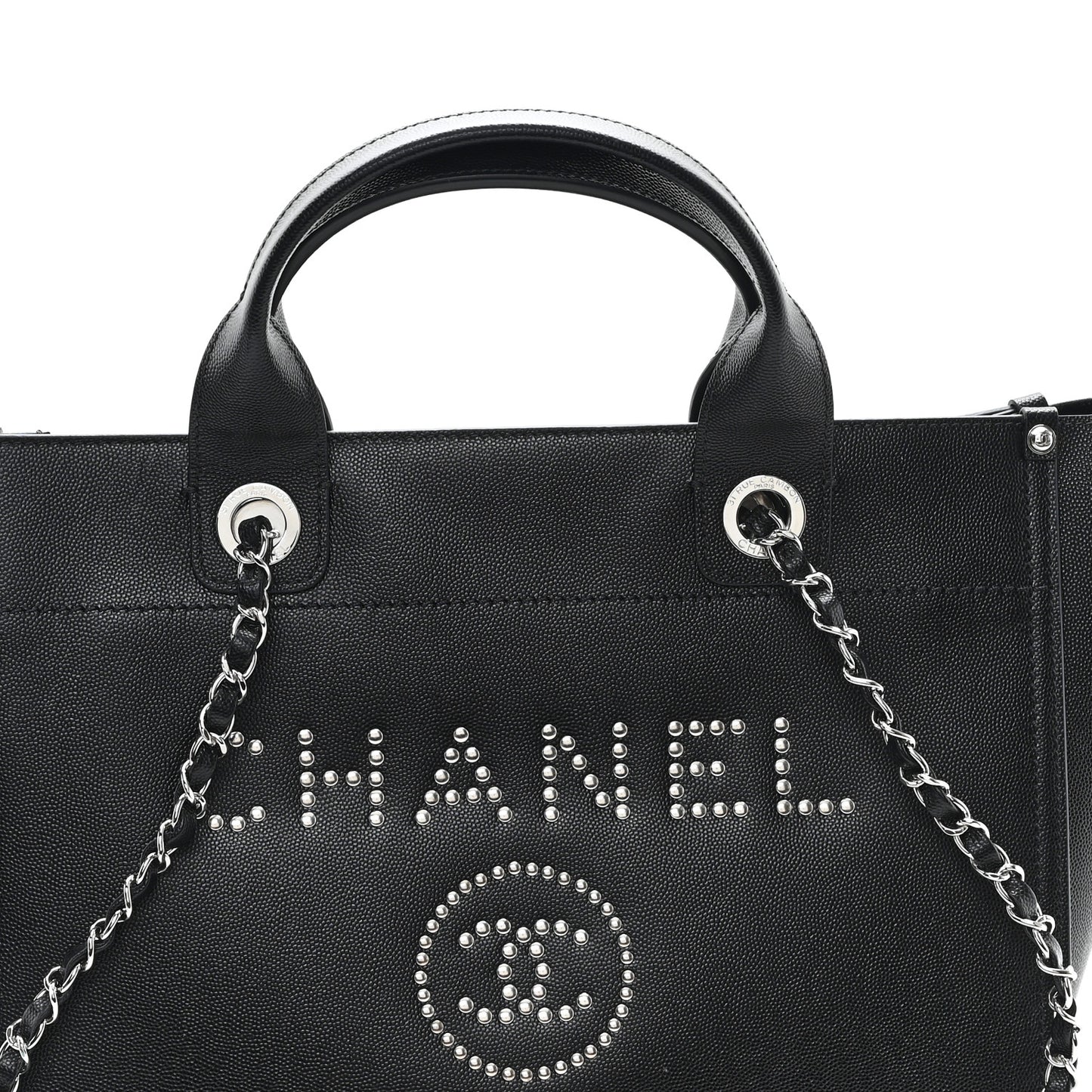 Caviar Small Studded Deauville Tote Black