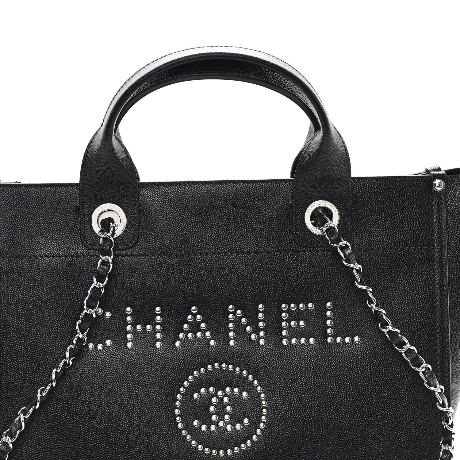 Chanel Caviar Small Studded Deauville Tote Black 8 of 10