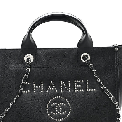 Chanel Caviar Small Studded Deauville Tote Black 8 of 10