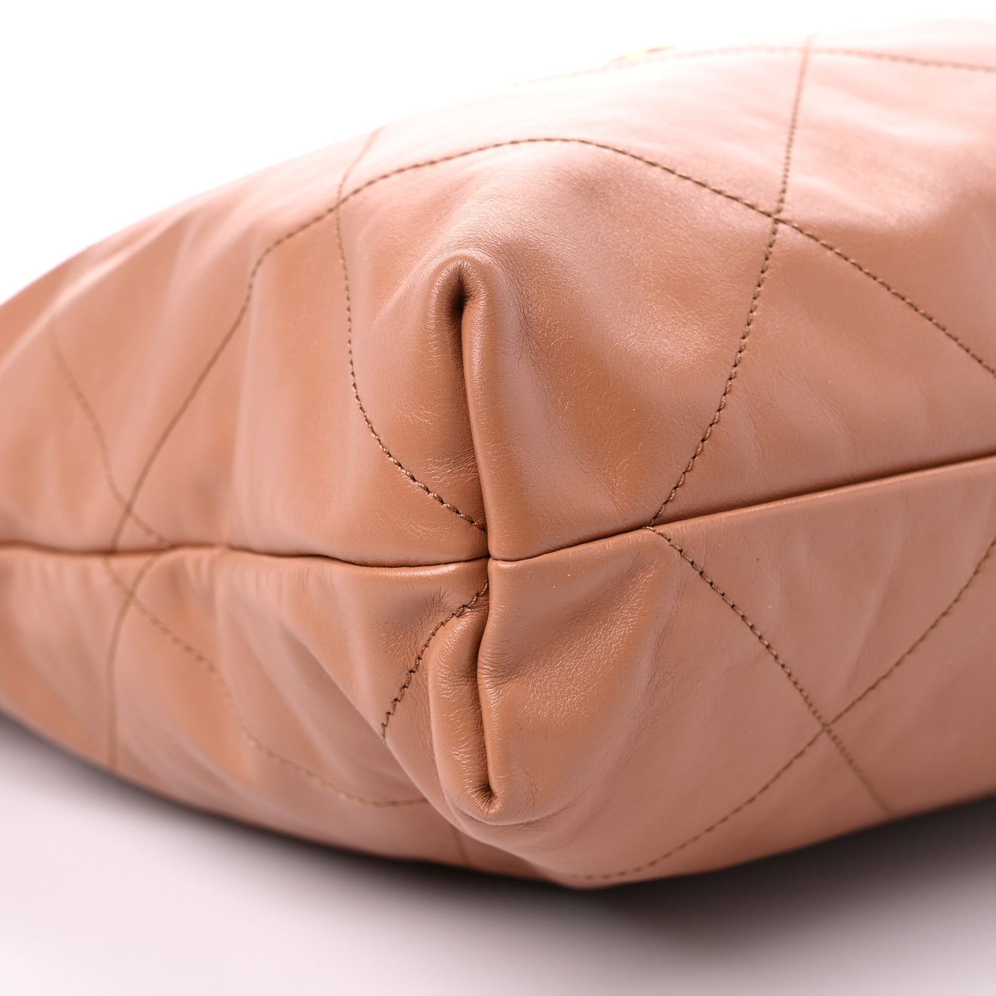 Shiny Calfskin Quilted Chanel 22 Camel