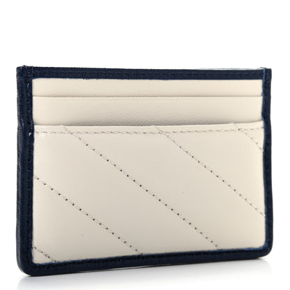 Gucci Vintage Effect Calfskin Matelasse Diagonal Torchon GG Marmont Card Holder White Blue Agata 4 of 6