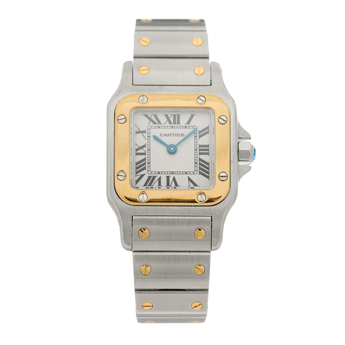Stainless Steel 18K Yellow Gold 24mm Santos De Cartier Galbee Quartz Watch