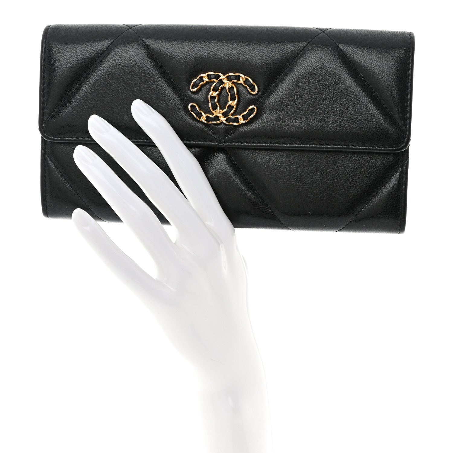 Chanel Lambskin Quilted Chanel 19 Flap Wallet Black 2 of 11