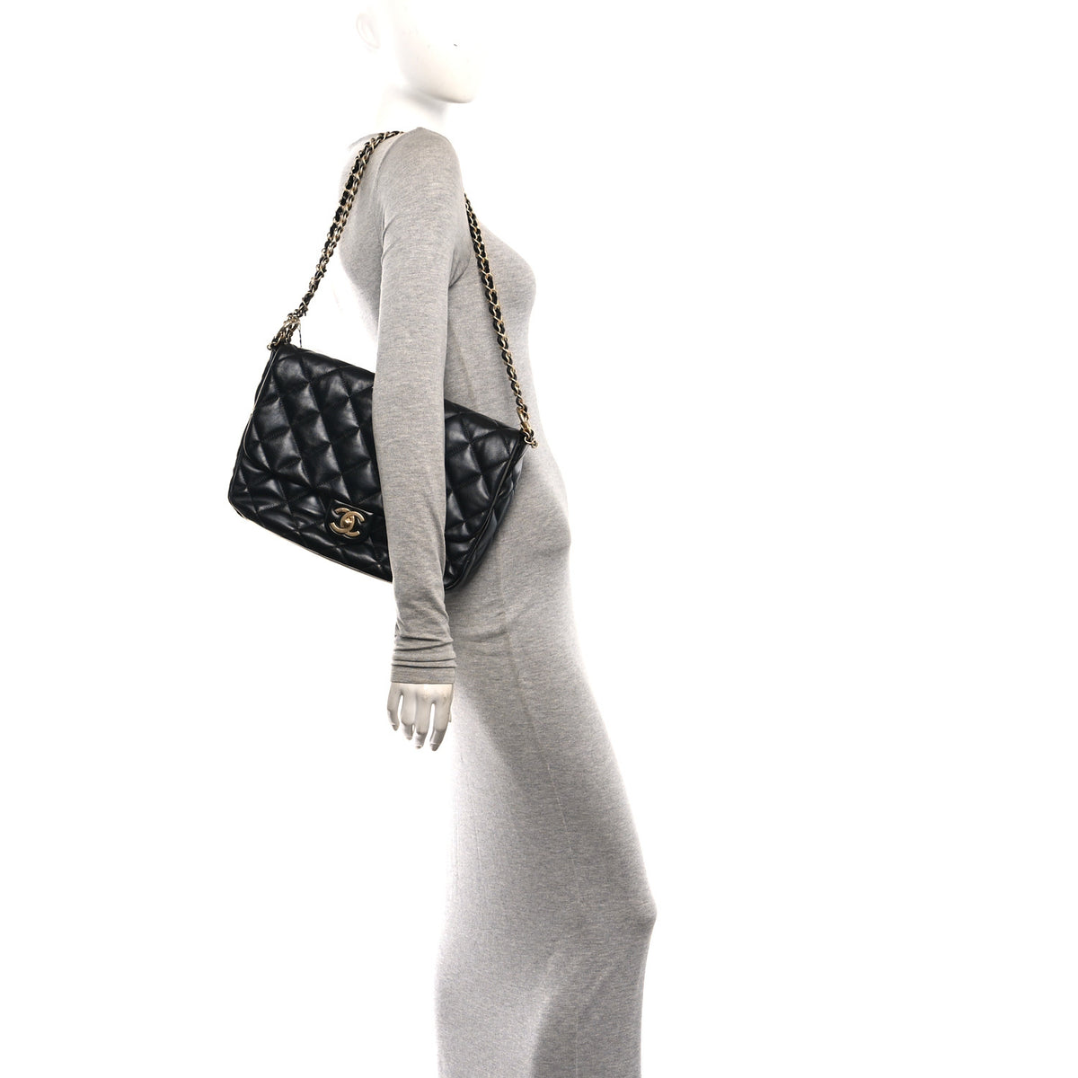 Chanel Shiny Calfskin Quilted Maxi Flap Black 2 of 11
