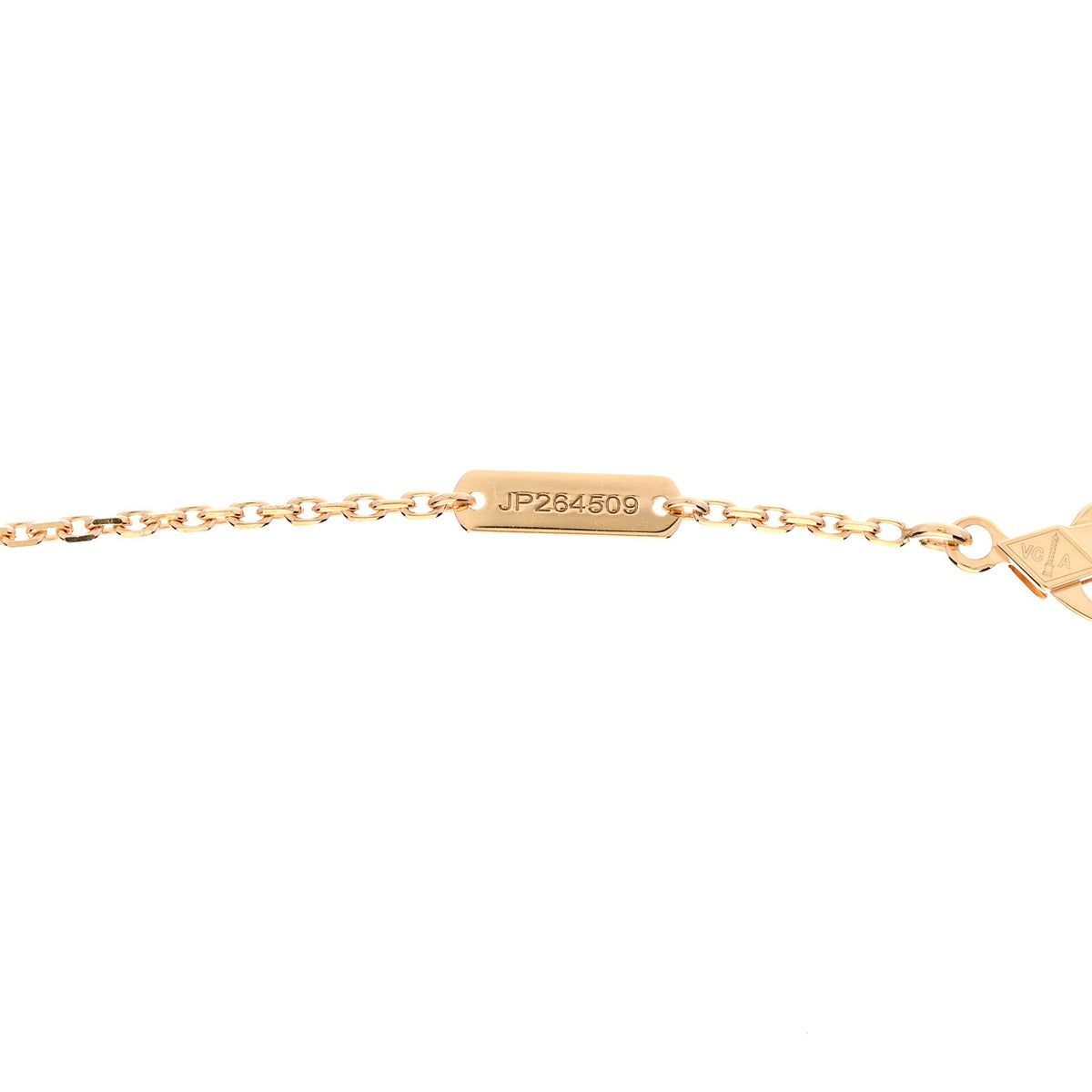 Van Cleef & Arpels 18K Yellow Gold Pink Enamel  Vintage Alhambra Pendant Necklace 4 of 6