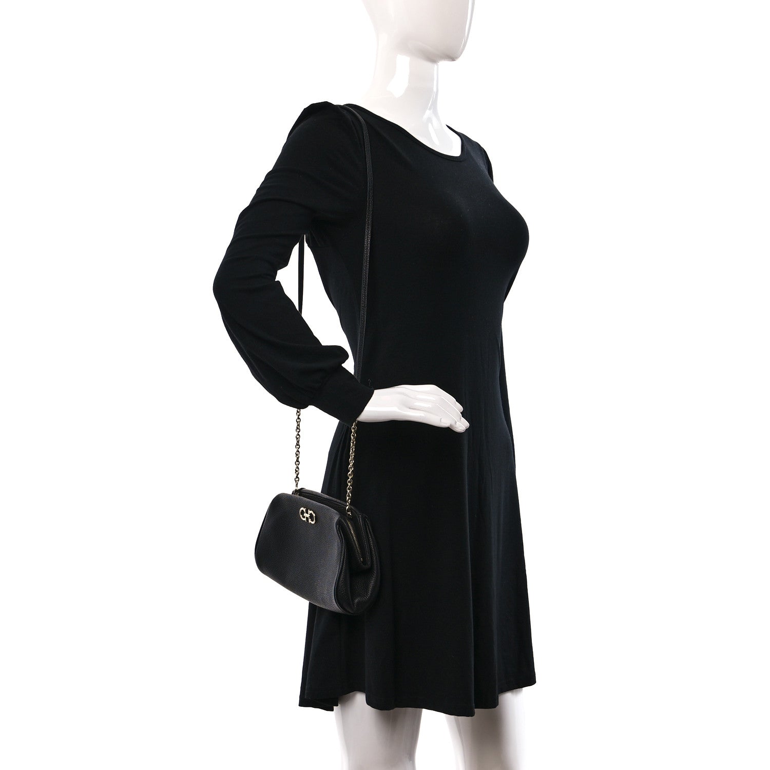 Salvatore Ferragamo Calfskin Small Gancini Crossbody Black 2 of 8