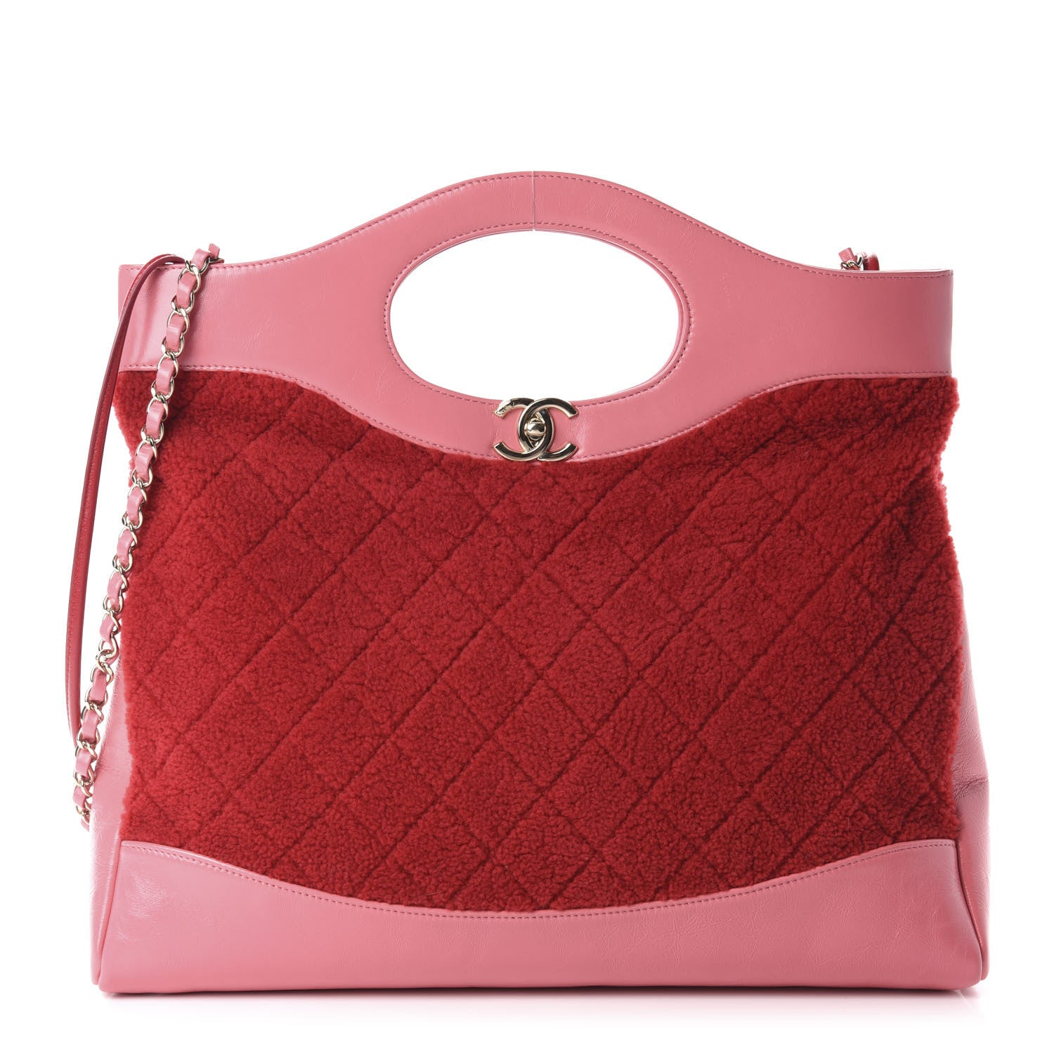 Chanel Calfskin Wool Large 31 Shopping Bag Red Pink 1 of 10