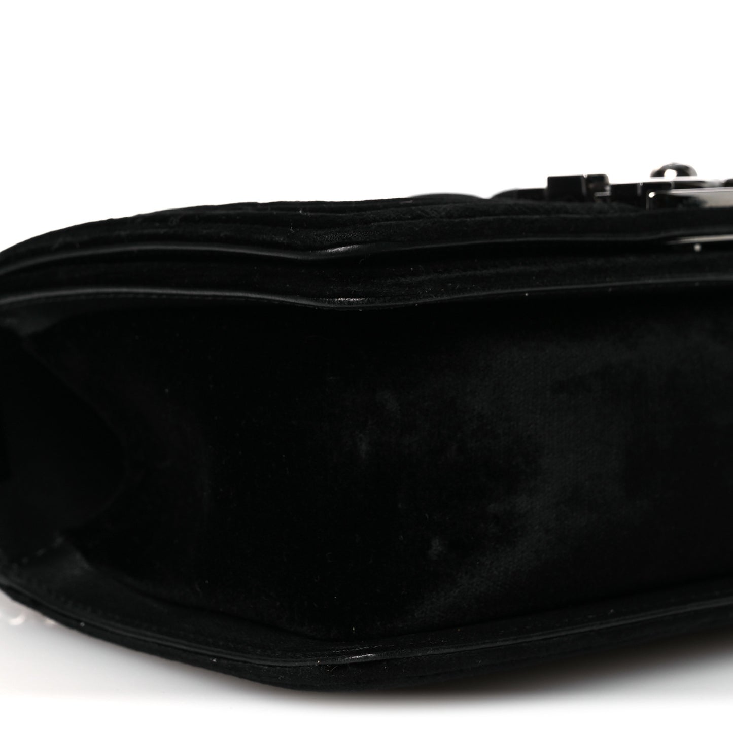 Velvet Quilted Small Boy Flap Black