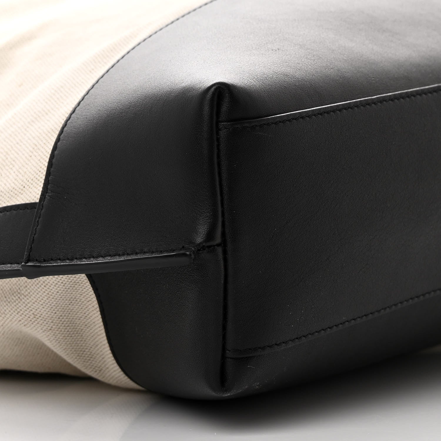 Saint Laurent Canvas Calfskin Tag Hobo White Black 11 of 12