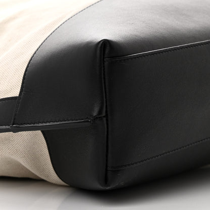 Saint Laurent Canvas Calfskin Tag Hobo White Black 11 of 12