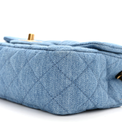 Chanel Denim Quilted Mini Pearl Crush Rectangular Flap Blue 10 of 11