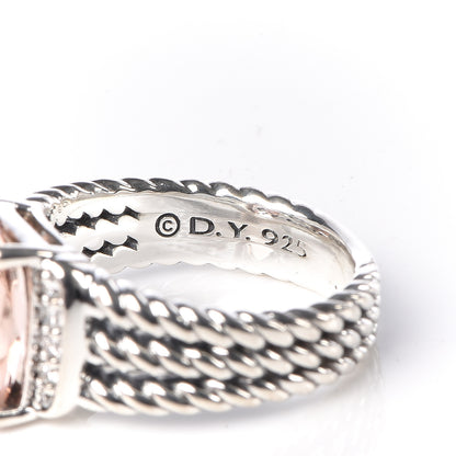 David Yurman Sterling Silver Diamond Morganite 10mm Petite Wheaton Ring 49 5 5 of 5