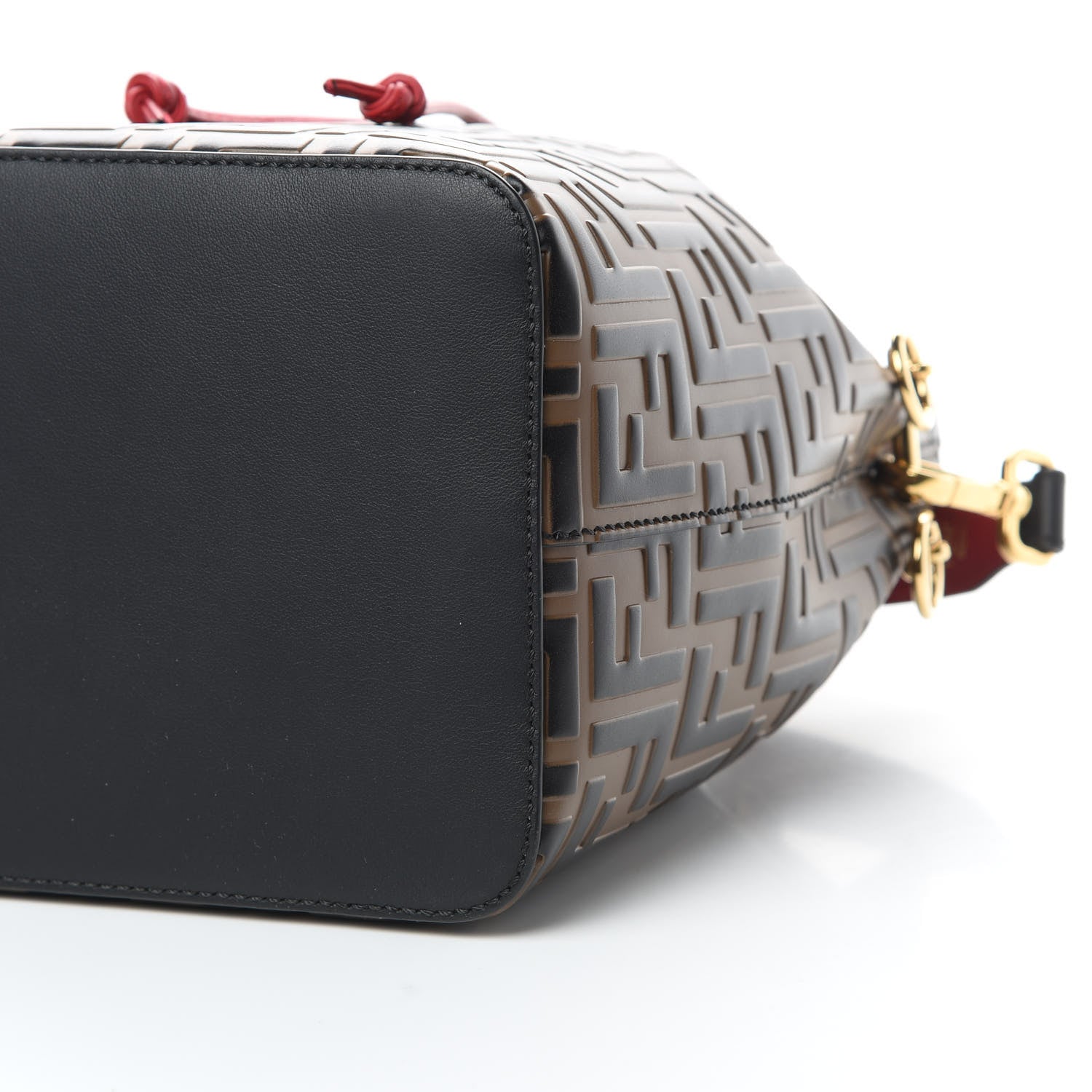 Fendi Vitello Grace F is Fendi Bi-Color FF 1974 Embossed Grande Mon Tresor Bucket Bag Maya Black Fragola 10 of 12