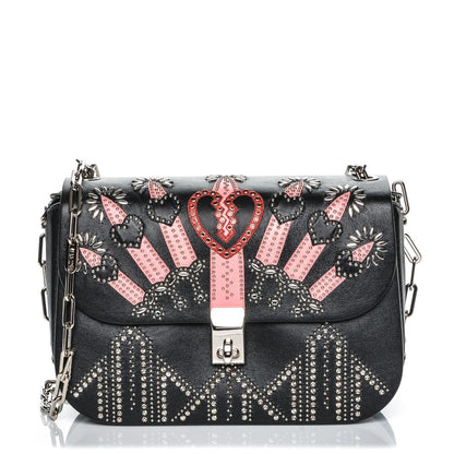 Valentino Garavani Vitello Loveblade Embellished Chain Flap Bag Black Multicolor 1 of 7