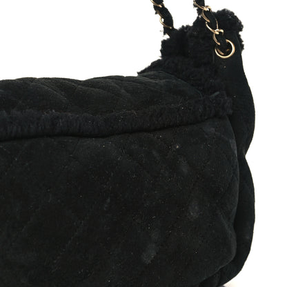 Chanel Shearling Suede Quilted Fur Flap Black 10 of 12