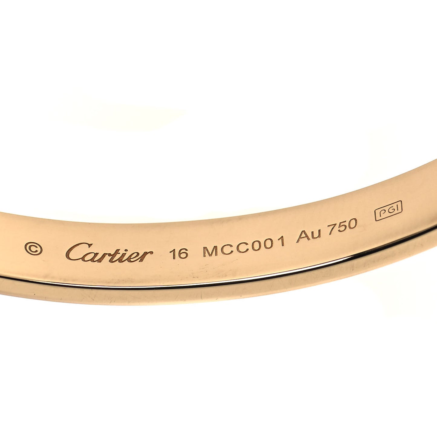 18K Yellow Gold LOVE Cuff Bracelet 16