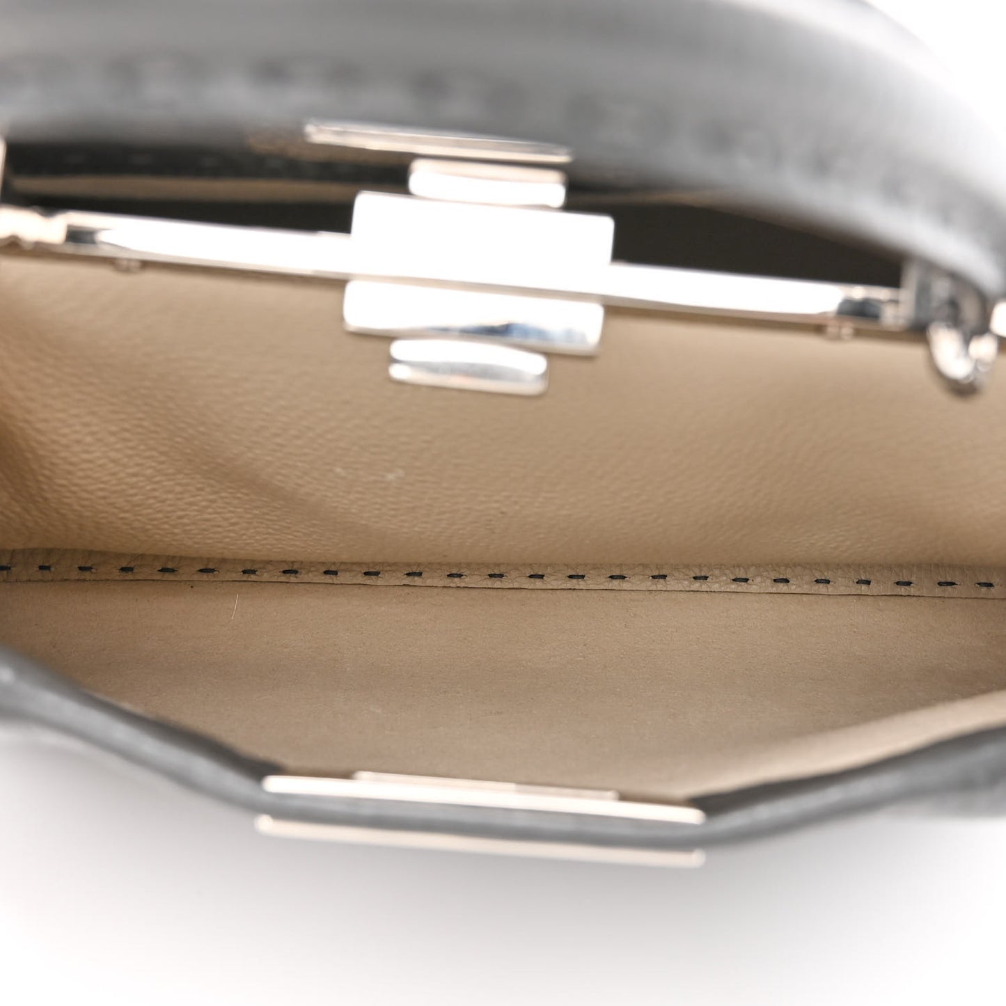 Cuoio Romano Selleria Bi-Color Medium Peekaboo Iconic Satchel Asfalto Latte