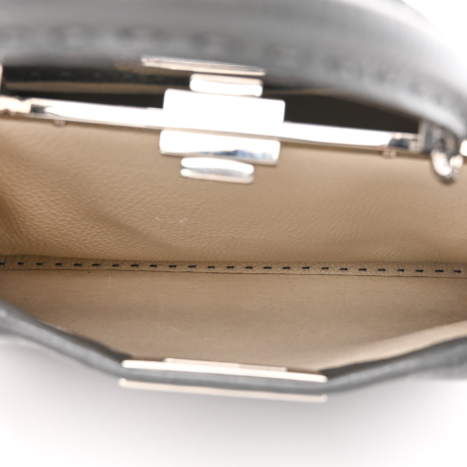 Fendi Cuoio Romano Selleria Bi-Color Medium Peekaboo Iconic Satchel Asfalto Latte 6 of 11