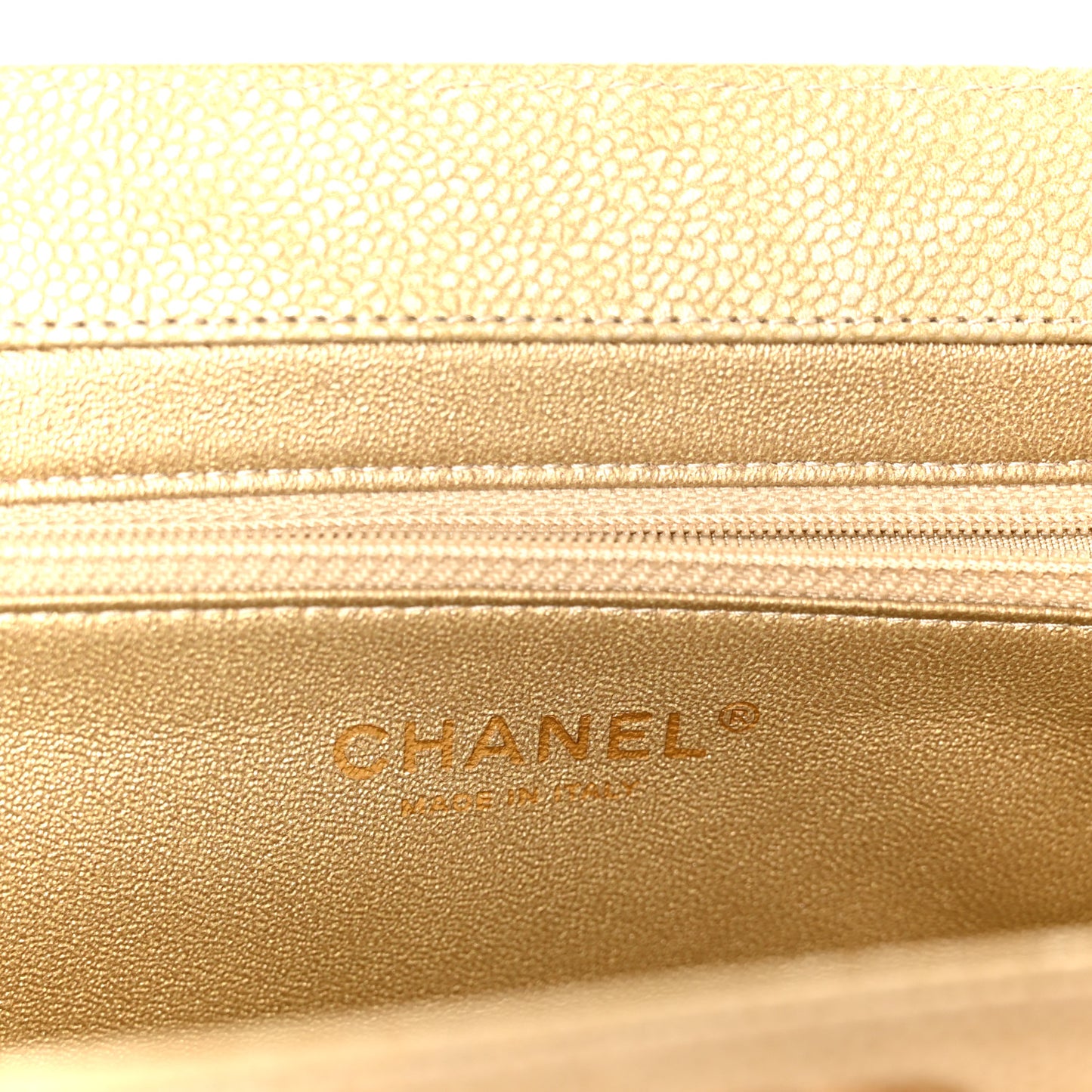 Metallic Caviar Quilted Clutch Gold