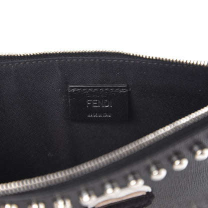 Fendi Vitello Elite Mink Fur Studded Karlito Zip Pouch Black 5 of 6