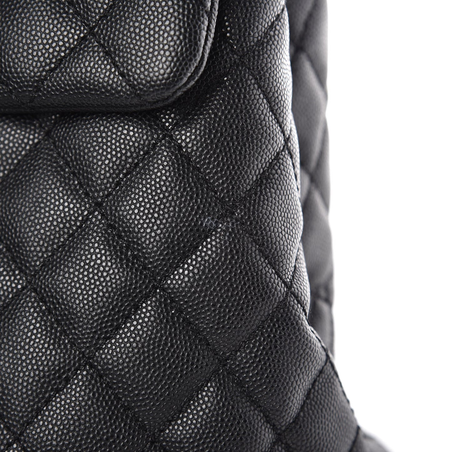 Caviar Lizard Quilted Large Coco Handle Flap Black