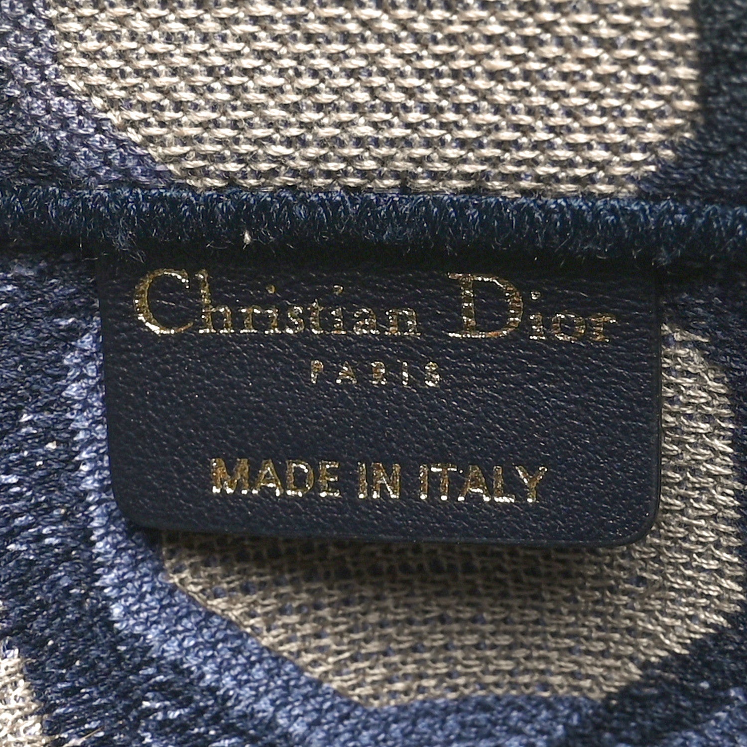 Christian Dior Canvas Macrocannage Embroidered Large Book Tote Beige Blue 5 of 9