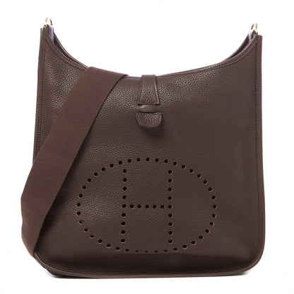 Hermes Taurillon Clemence Evelyne PM Chocolate 1 of 8