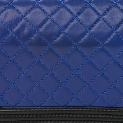 Chanel Lambskin Quilted Bi-Color Medium Boy Flap Black Blue Fonce 16 of 17