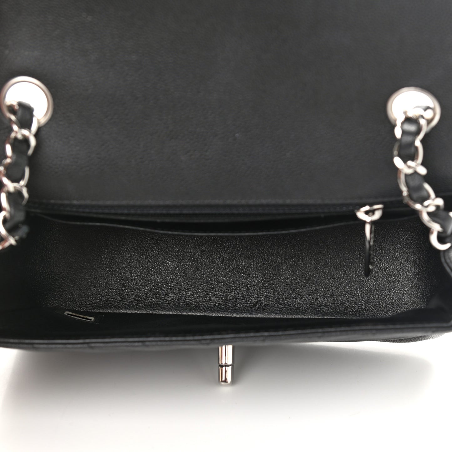 Caviar Chevron Quilted Mini Rectangular Flap Black