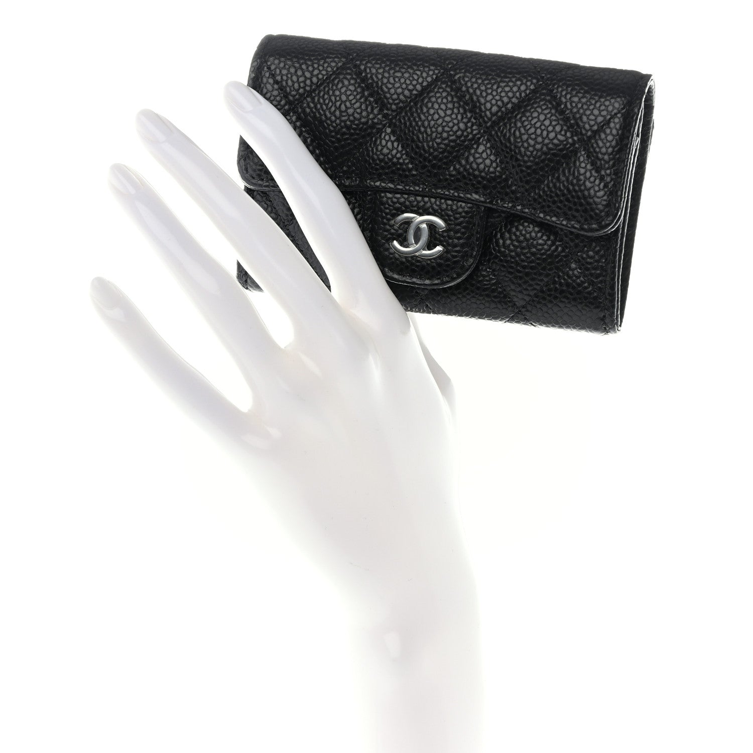 Chanel Caviar Quilted Flap Card Holder Wallet Black 2 of 8