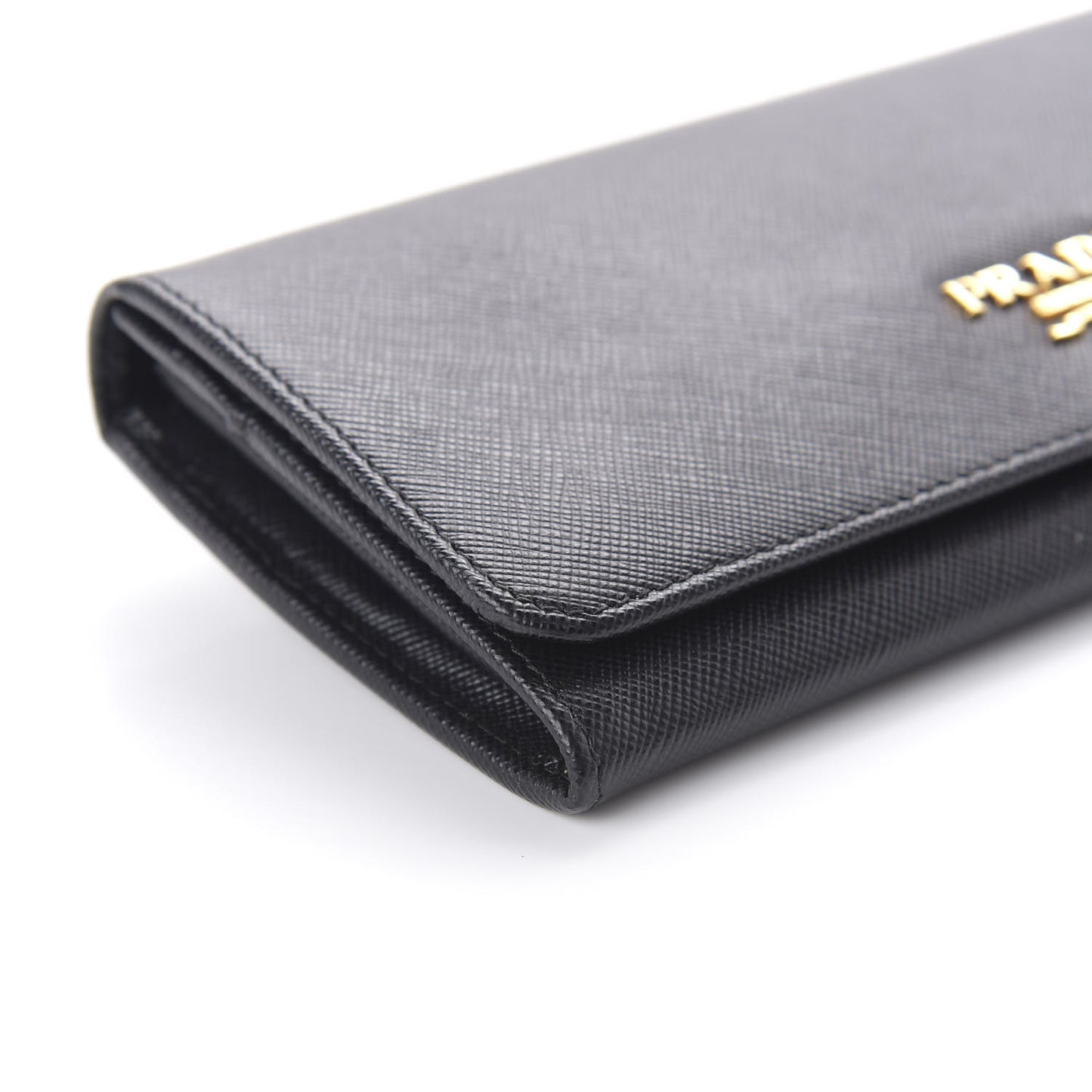 Saffiano Metal Continental Flap Wallet Black