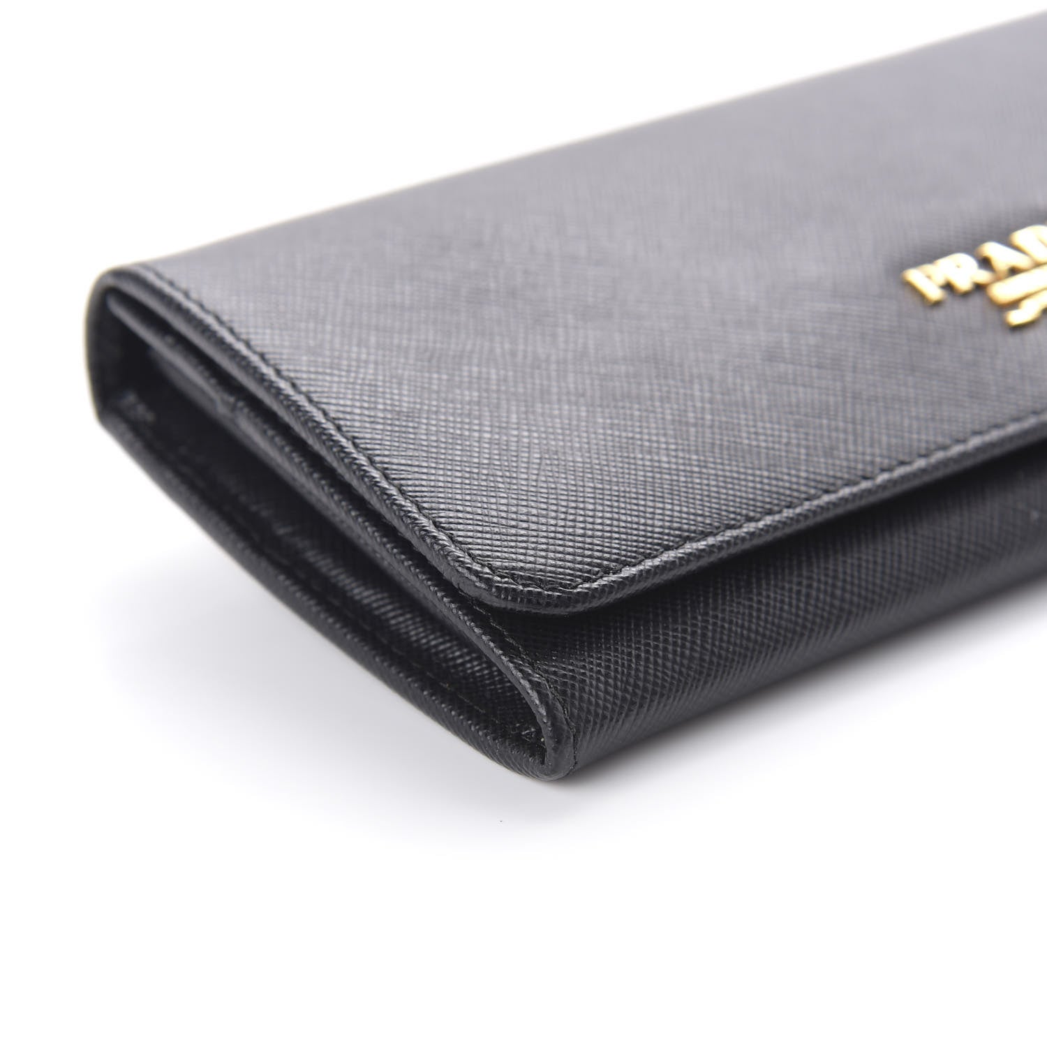 Prada Saffiano Metal Continental Flap Wallet Black 6 of 10