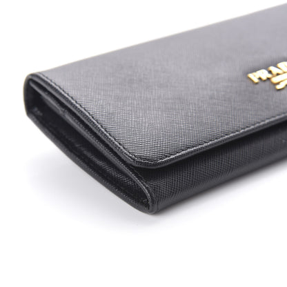Prada Saffiano Metal Continental Flap Wallet Black 6 of 10