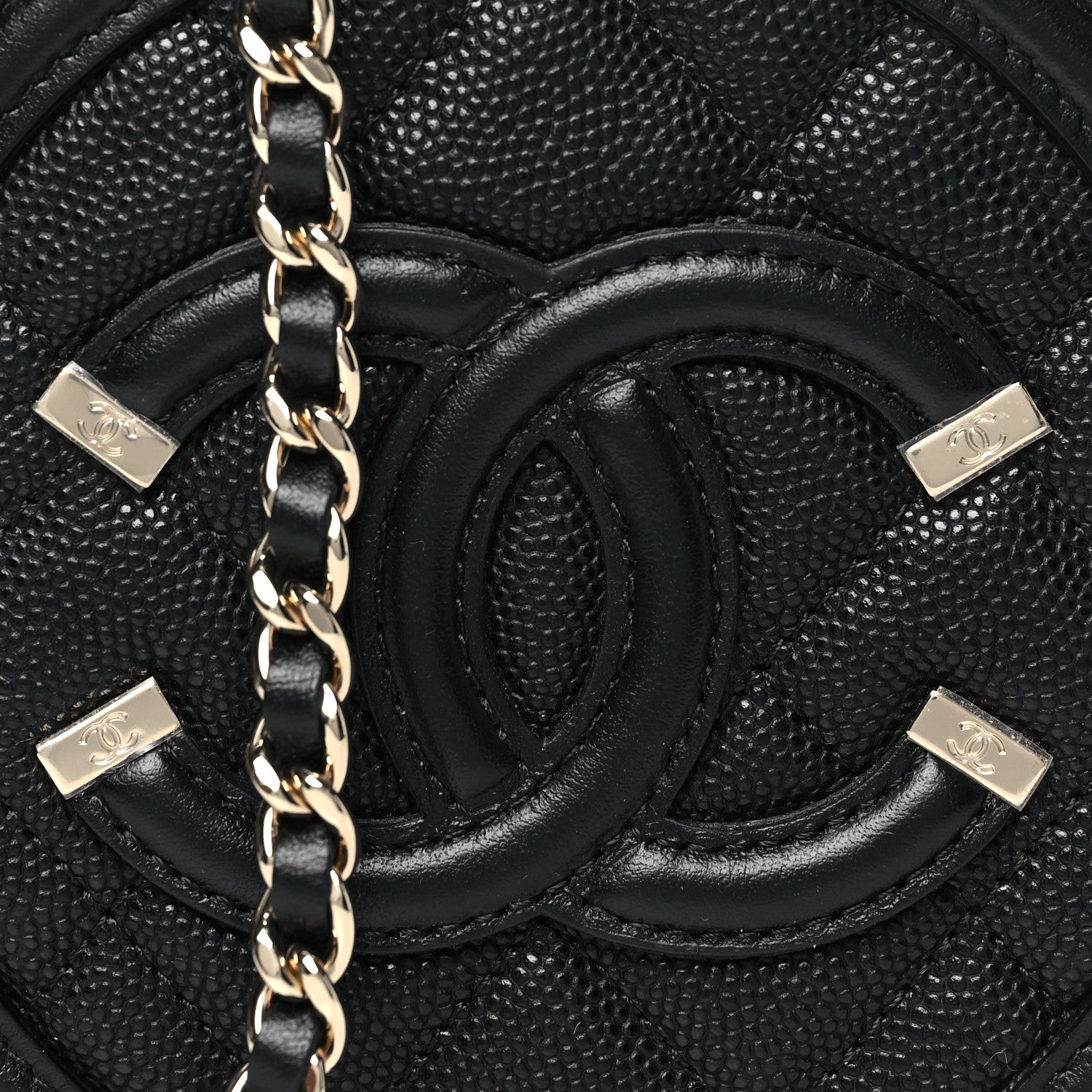 Chanel Caviar Quilted Round Filigree Crossbody Black 8 of 10