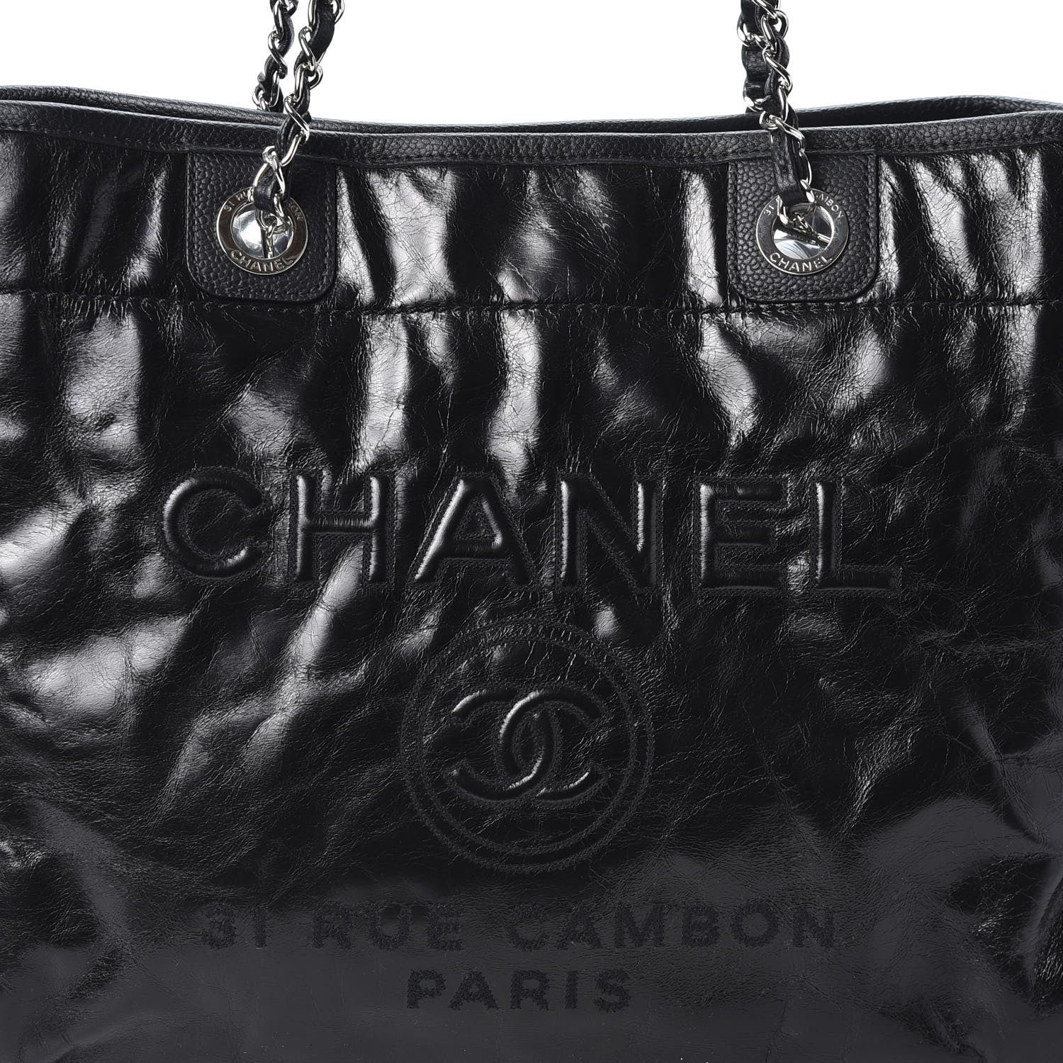 Chanel Glazed Calfskin Small Deauville Tote Black 9 of 9