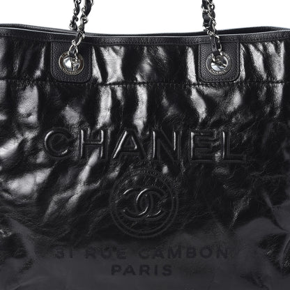 Chanel Glazed Calfskin Small Deauville Tote Black 9 of 9