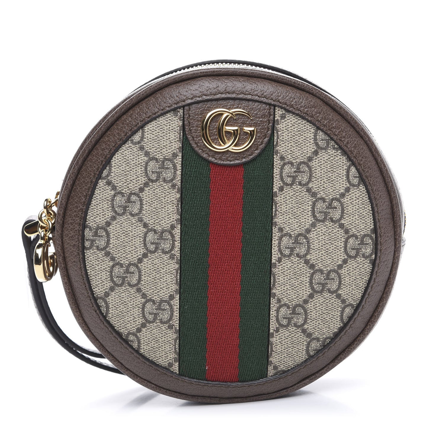 GG Supreme Monogram Web Ophidia Circle Wristlet Beige New Acero