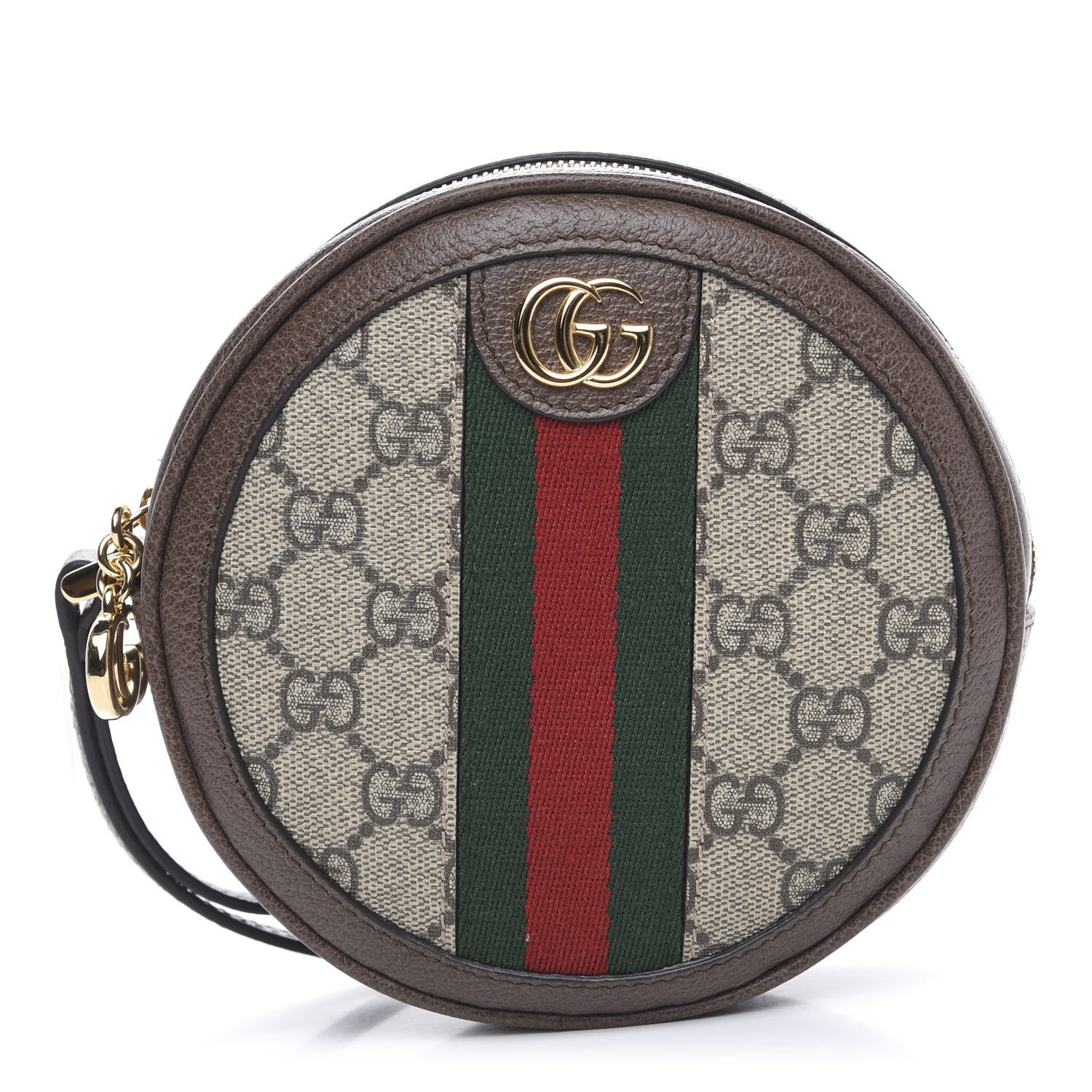 Gucci GG Supreme Monogram Web Ophidia Circle Wristlet Beige New Acero 1 of 10