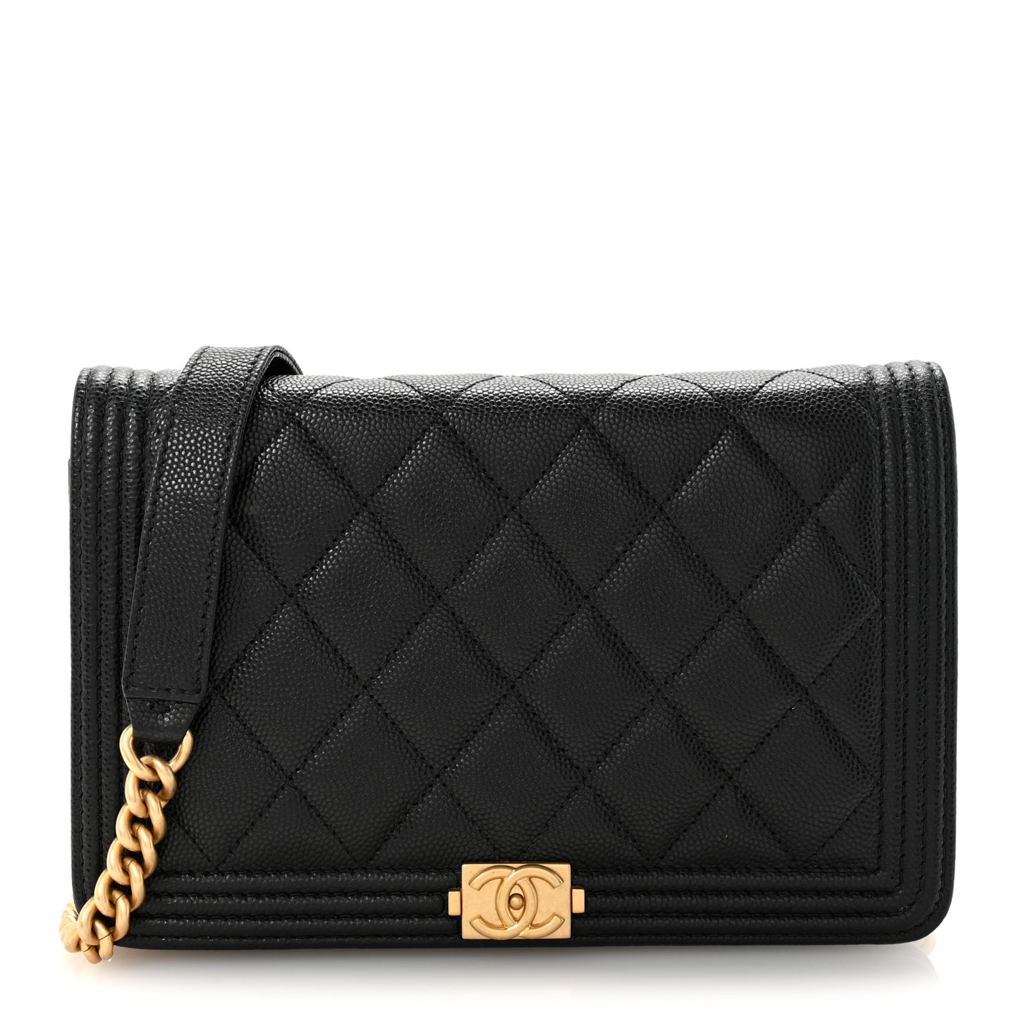 Caviar Quilted Boy Wallet On Chain WOC Black