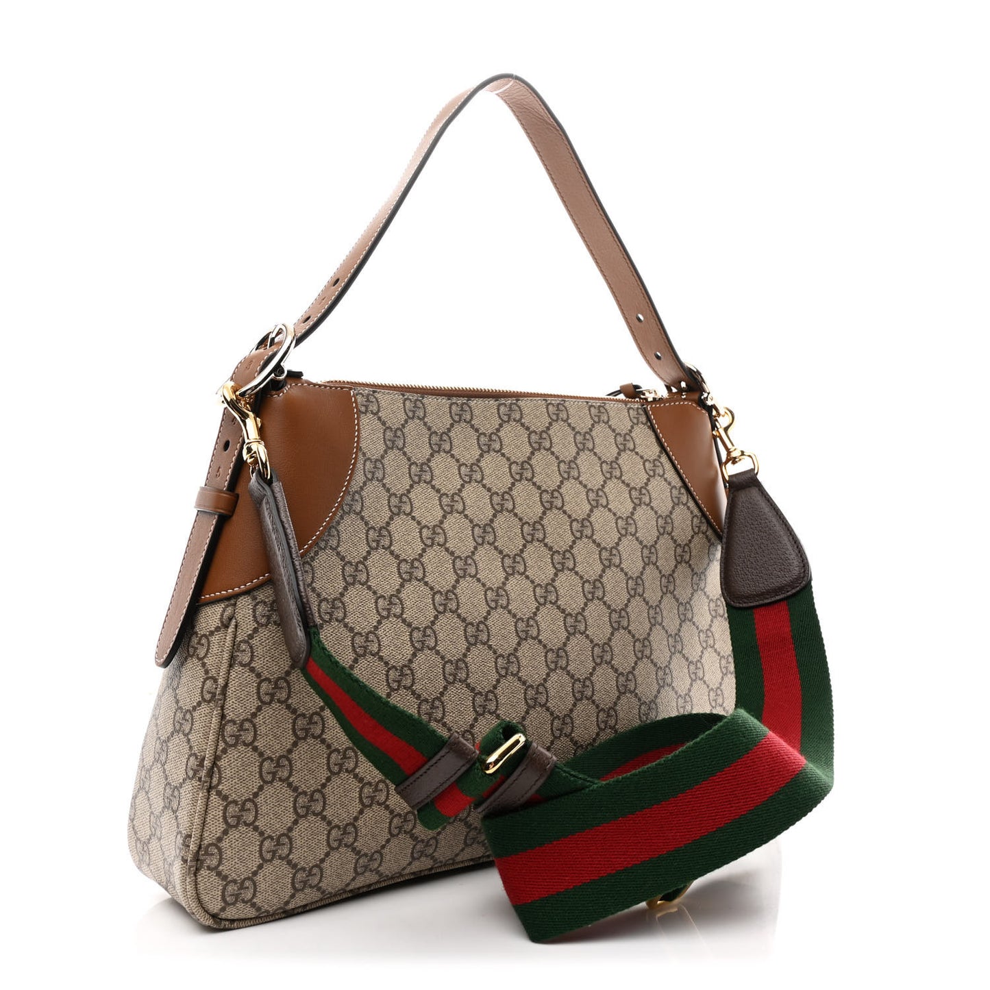 GG Supreme Monogram Emblem Medium Shoulder Bag Beige Ebony Sundial