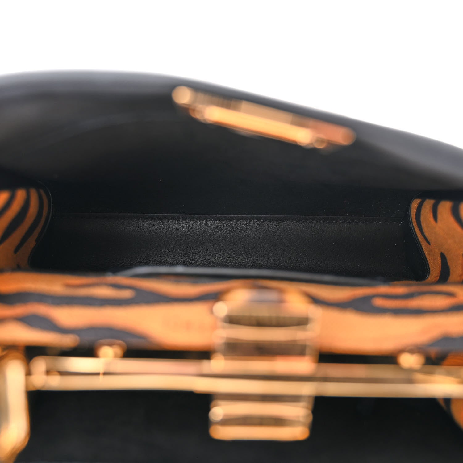 Fendi Vitello King Canvas Chinese New Year Tiger Embroidered Mini Peekaboo Black Dark Yellow 5 of 15