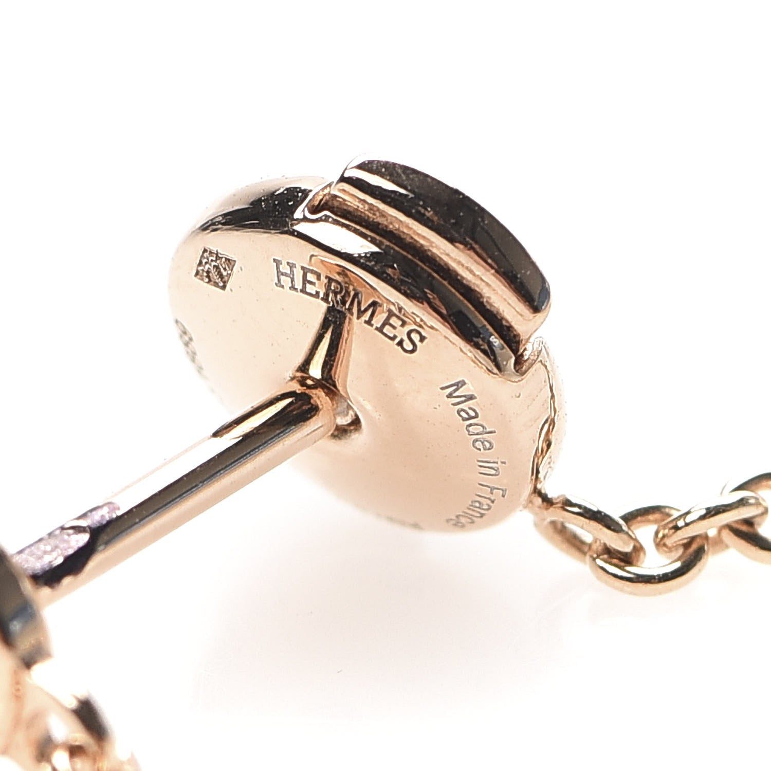 Hermes 18K Rose Gold TPM Chaine D'Ancre Punk Earrings 4 of 5