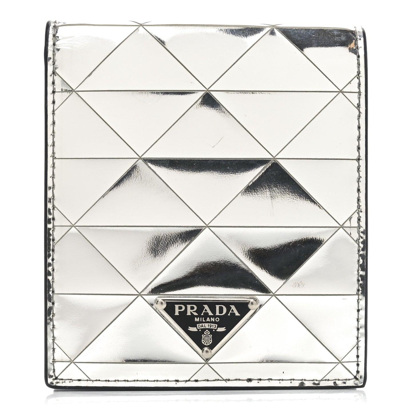 Spazzolato Triangle Bi-Fold Wallet Argento
