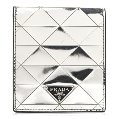 Prada Spazzolato Triangle Bi-Fold Wallet Argento 1 of 6