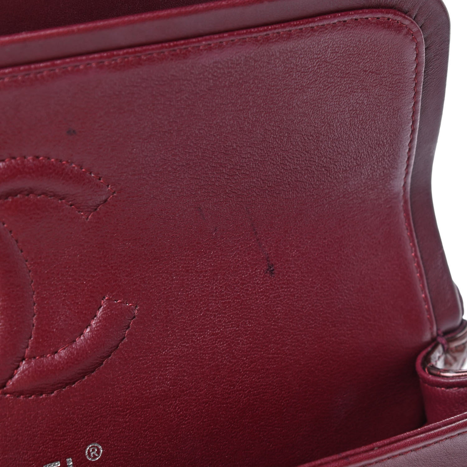 Chanel Striated Patent Quilted Medium Double Flap Burgundy 10 of 14