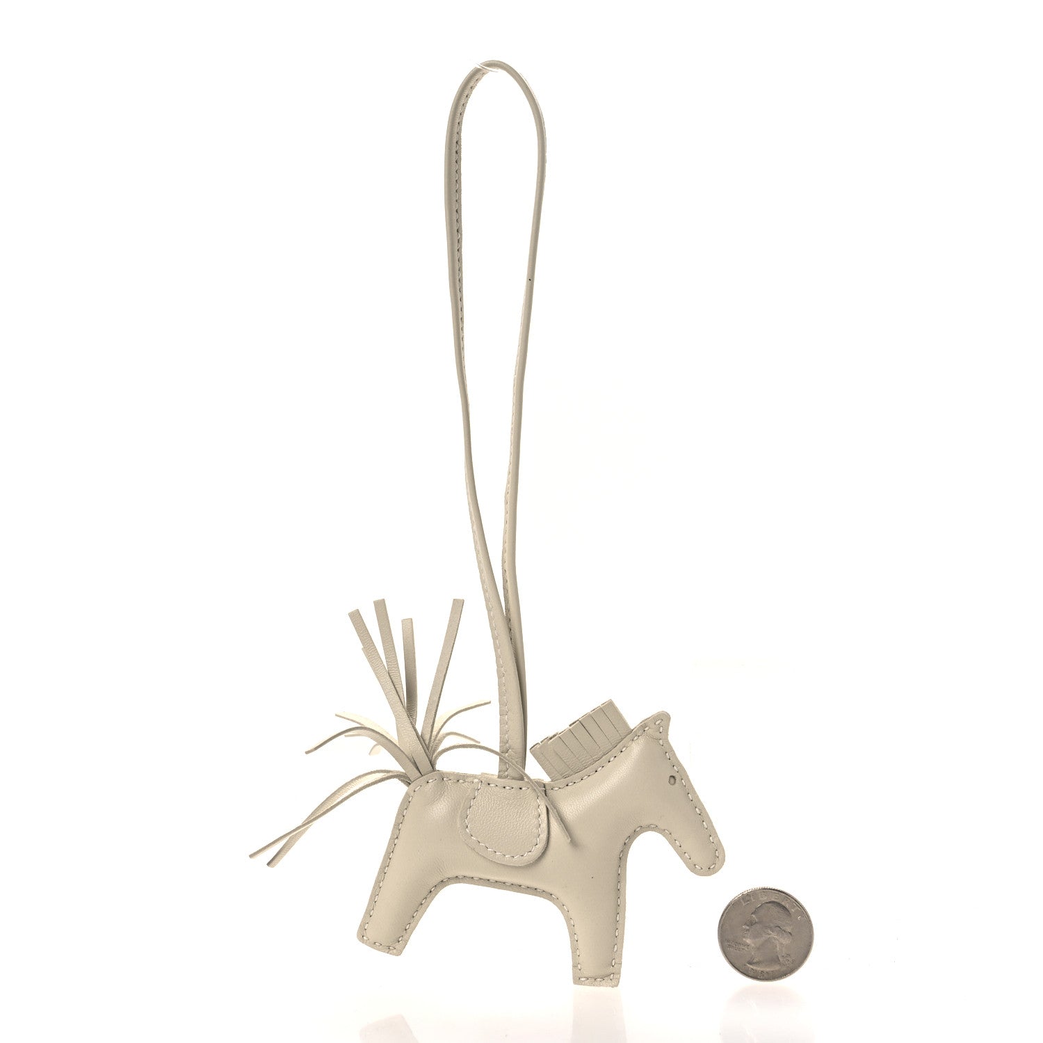 Hermes Milo Lambskin Rodeo Horse Bag Charm PM Craie 2 of 5